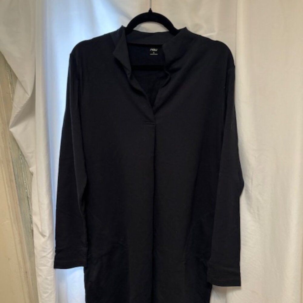 Nau Black Long Sleeve Elementerry Mock V Dress - Caviar XL